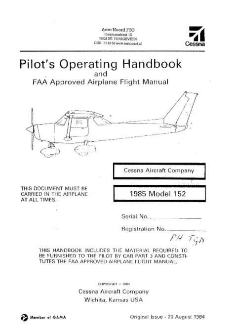 Cessna Model 152 Pilot's Operating Handbook And Airplane Flight Manual ...