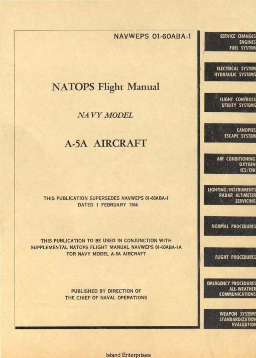 North American Aviation A-5A Navy Model Aircraft Natops Flight Manual ...