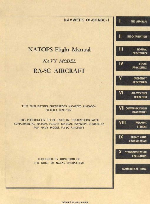 North American RA-5C Navy Model Aircraft Natops Flight Manual 1965 ...