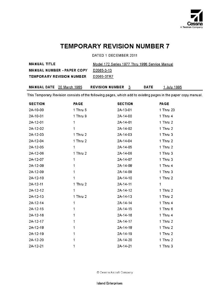 Cessna 100 Series Maintenance Manual