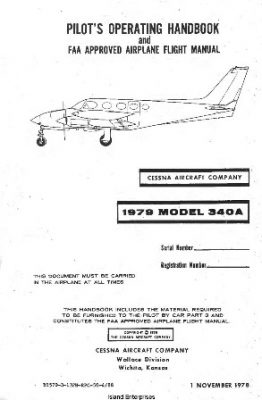 Cessna Model 340A Pilot's Operating Handbook | eAircraftManuals.com