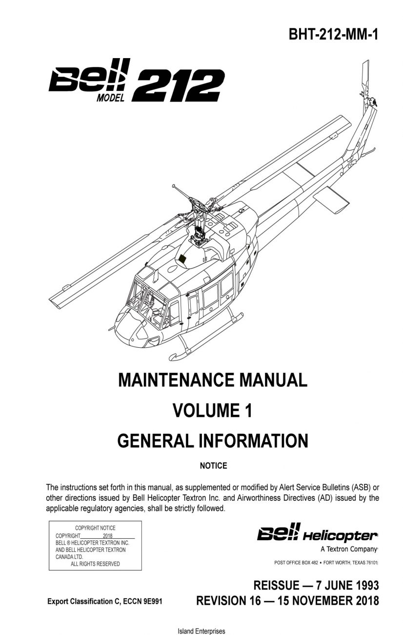 Bell Helicopter Model BHT-212 Maintenance Manual PDF