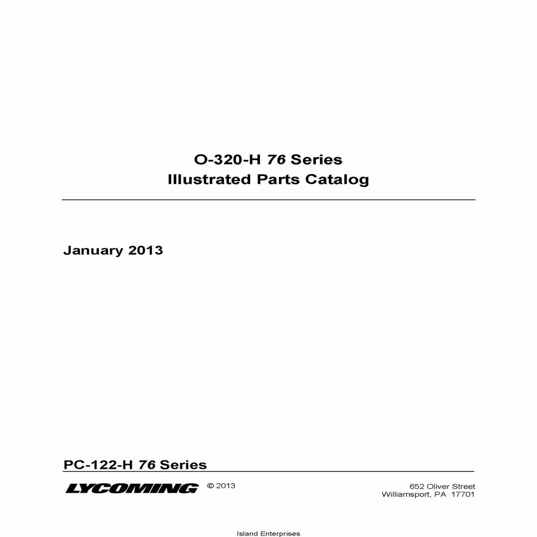 O320H 76 Series Illustrated Parts Catalog PC122H 76 Series