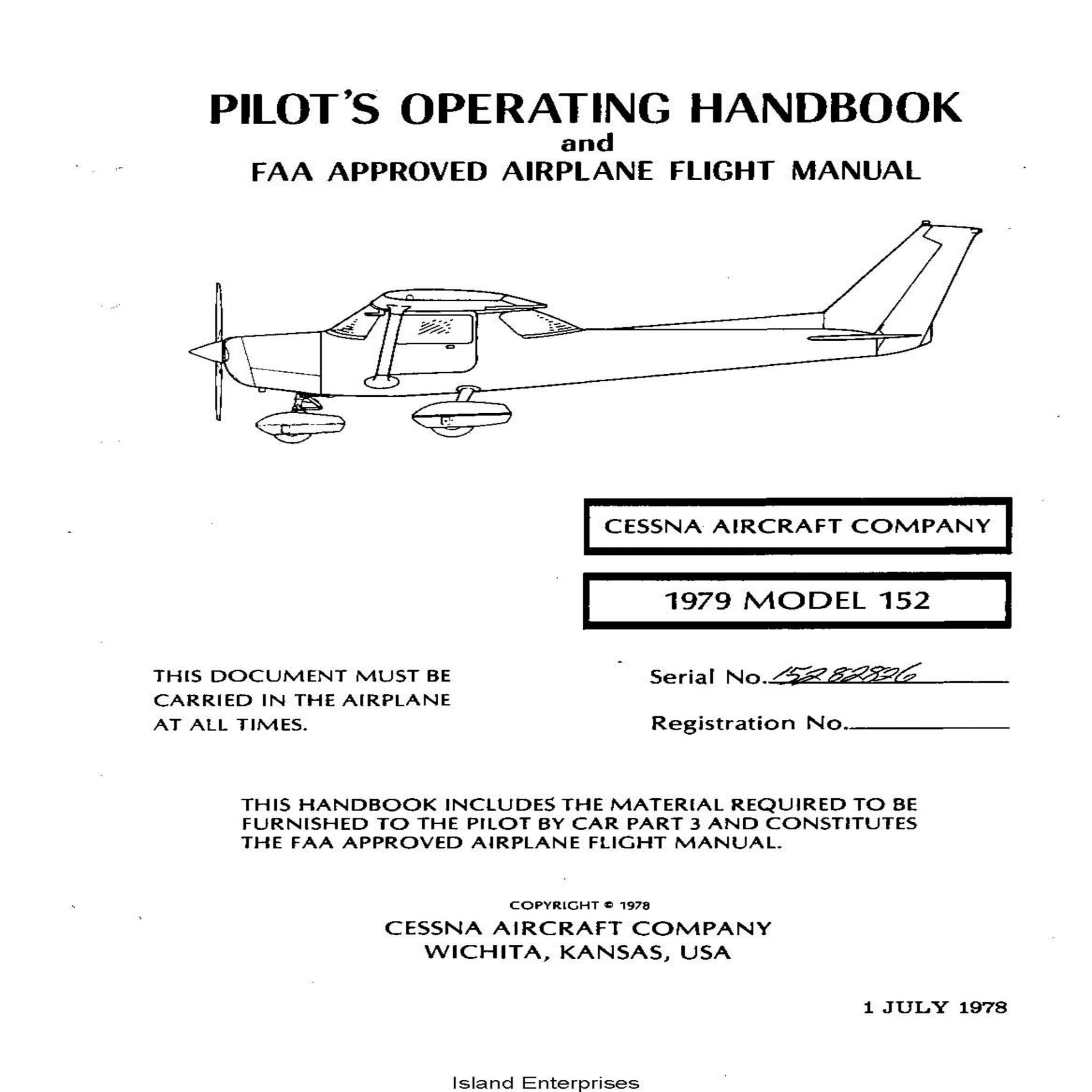 Cessna 152 Pilot's Operating Handbook and FAA Approved Flight Manual