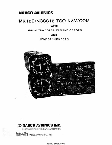 Narco MK-12E/NCS812 TSO Nav Com Operation Manual | eAircraftManuals.com