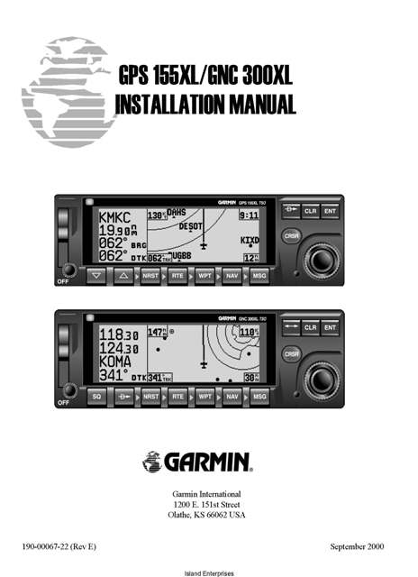 Garmin Gps 155xlgnc 300xl Installation Manual 190 00067 22