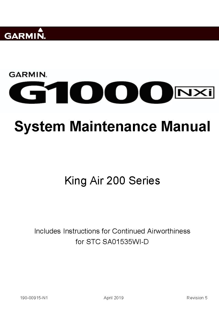 konvertering Stolt konstant Garmin G1000 System Maintenance Manual 190-00915-N1 | eAircraftManuals.com